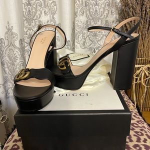 Gucci Leather Marmont Platform Sandals 41